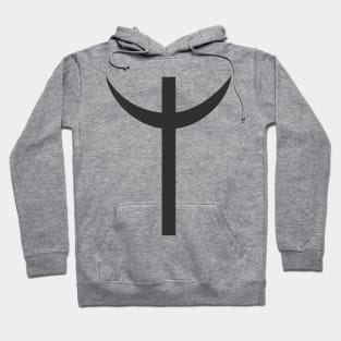 Combination of Crescent with Cross religious symbols in black flat design icon Hoodie